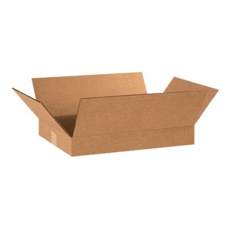 BOX PACKAGING Flat Cardboard Corrugated Boxes, 20"L x 12"W x 3"H, Kraft 20123